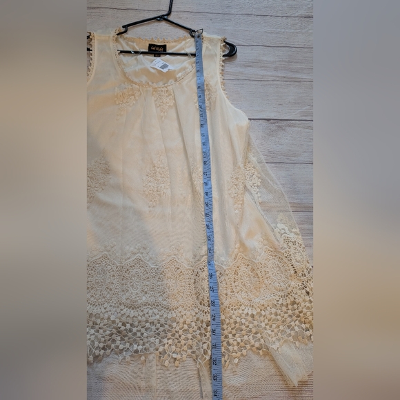 NWT Cal Style boho lace feminine embroidered cream sleeveless blouse. size 2XL. - Picture 9 of 9